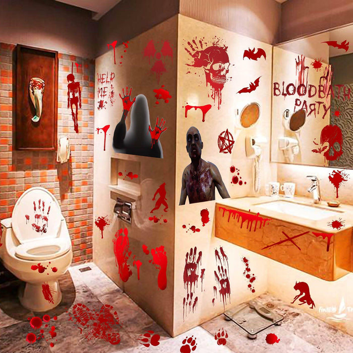 RUOKEXIN Halloween Window Clings & Wall Decals Bloody Handprint 9 Sheets by Deal US