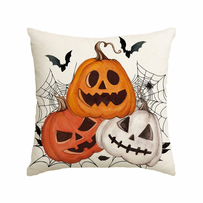 AVOIN Halloween Pumpkin Jack-O'-Lantern Bat Throw Pillow Cover 18x18 Inch by Deal US