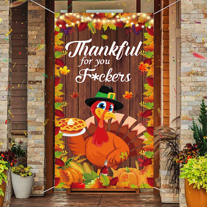 Friendsgiving Party Door Cover Banner Large Autumn 6x2.9 Ft Backdrop by Deal US