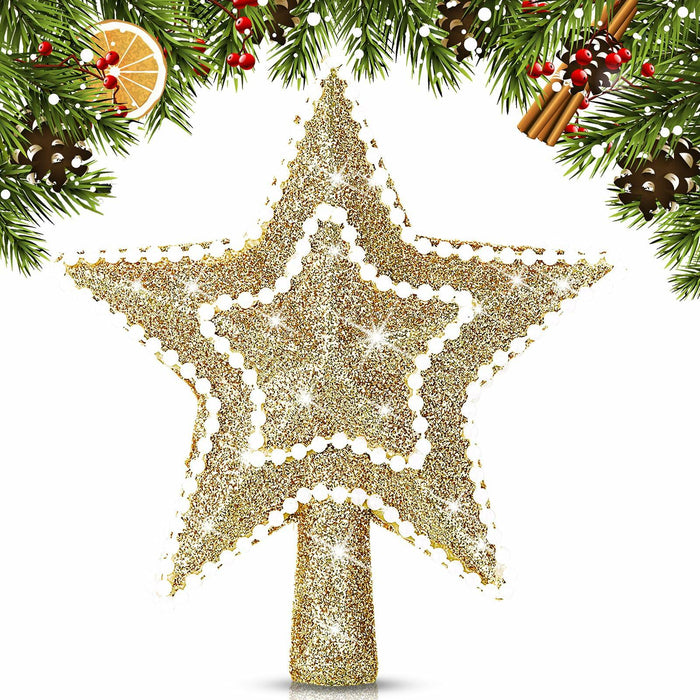 Hollowfly Mini Star Christmas Tree Topper Pearl Black 10 Inch by Deal US