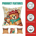 Fahrendom Christmas Bear Deer Throw Pillow Covers 18x18 Set of 4 Pink by Deal US