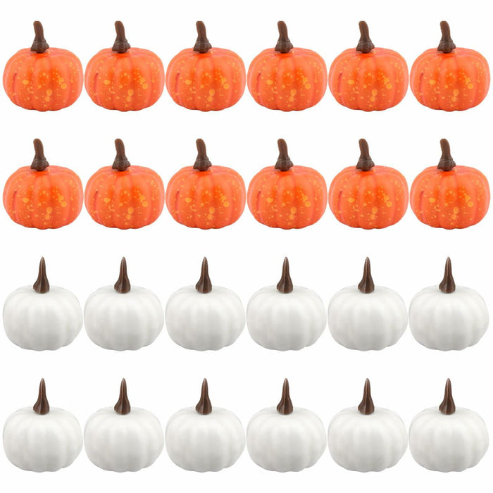 Reicyfang 24 Pcs Mini Artificial Pumpkin Decor Rustic Harvest Orange Set by Deal US