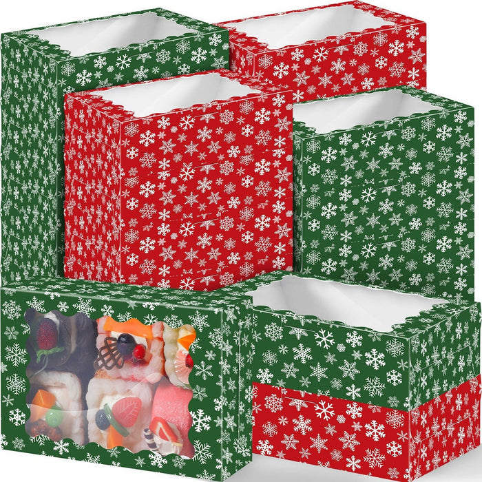 Gersoniel 24 Pcs Christmas Cookie Boxes 8.6x6x2.5in Red Green Snowflake by Deal US