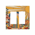 Blue Sea View Tropical Coconut Trees Pink Flamingo Double Rocker 2 Gang Cover by Deal US