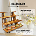 Cloud Maison Acacia Wood 4 Tier Display Stand Rustic Brown Versatile by Deal US