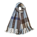 Women's Faux Cashmere Plaid Scarf Blue Ultra-Soft Winter Wrap by Deal US