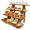 Cloud Maison Acacia Wood 4 Tier Display Stand Rustic Brown Versatile by Deal US