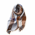 Women's Faux Cashmere Plaid Scarf Blue Ultra-Soft Winter Wrap by Deal US