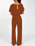AIIYYQB Womens Summer Casual Wide Leg Jumpsuit with Belt Copper Size XX-Large by Deal US
