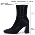 Coutgo Women’s Square Toe Mid Calf Booties Faux Leather Black Size 7.5 by Deal US