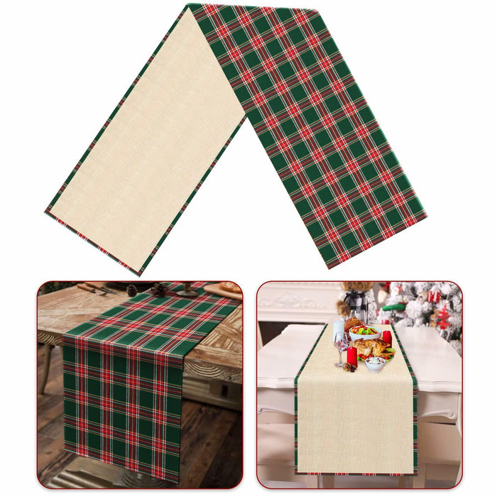 Buffalo Plaid Cotton Table Runner Reversible Red Green 14x84 Inch by Deal US