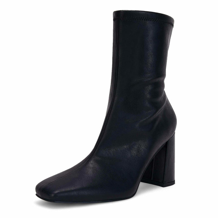 Coutgo Women’s Square Toe Mid Calf Booties Faux Leather Black Size 7.5 by Deal US