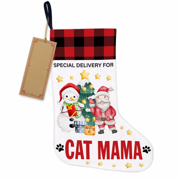 TSUYAWU Cat Mama Christmas Stocking Holiday Decoration 18x12 Inch by Deal US
