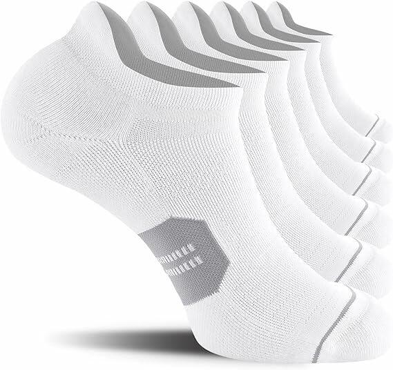 NTCARE Men's Ankle Running Socks Cushioned Low Cut White 6 Pack Size M by Deal US