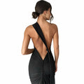 Women's Sexy Open Back Bodycon Maxi Dress Sleeveless Black Size S by Deal US