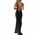 Women's Sexy Open Back Bodycon Maxi Dress Sleeveless Black Size S by Deal US