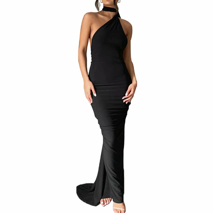 Women's Sexy Open Back Bodycon Maxi Dress Sleeveless Black Size S by Deal US