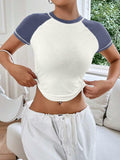 Women's Short Sleeve Crewneck Slim Fit White T Shirt Size M by Deal US