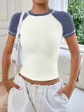 Women's Short Sleeve Crewneck Slim Fit White T Shirt Size M by Deal US