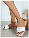 Verdusa Women's Square Toe Ruched Flat Slip On Sandals White Size 7.5 by Deal US