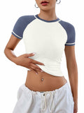 Women's Short Sleeve Crewneck Slim Fit White T Shirt Size M by Deal US