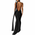Women's Sexy Open Back Bodycon Maxi Dress Sleeveless Black Size S by Deal US