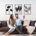 Black Metal Leaf Wall Art 3-Piece Modern Minimalist Decor Home Office by Deal US