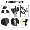 Black Metal Leaf Wall Art 3-Piece Modern Minimalist Decor Home Office by Deal US