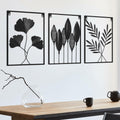 Black Metal Leaf Wall Art 3-Piece Modern Minimalist Decor Home Office by Deal US