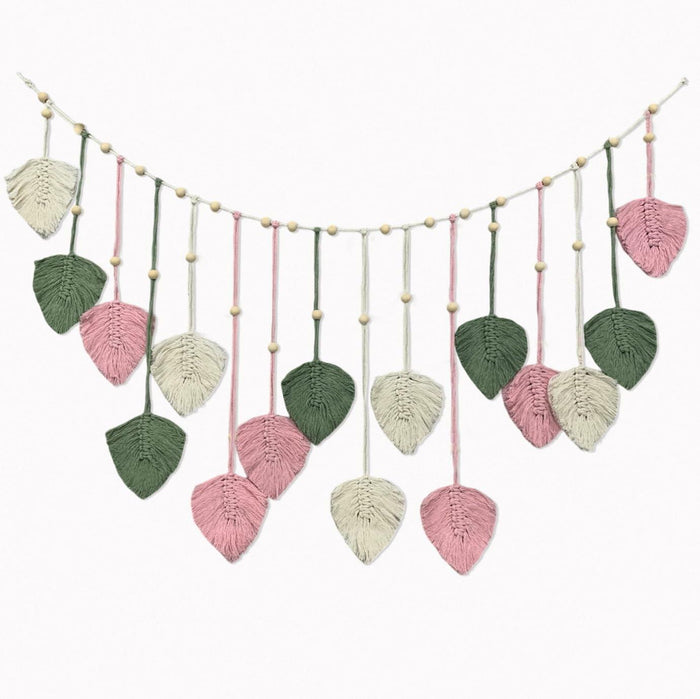Nature-Inspired Macrame Leaf Wall Hanging Boho Green Tapestry 47.2x30" by Deal US