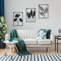 Black Metal Leaf Wall Art 3-Piece Modern Minimalist Decor Home Office by Deal US