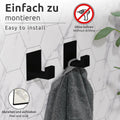 ECENCE Bathroom Set Black 1 Toilet Roll Holder + 2 Towel Hooks No Drilling by Deal US