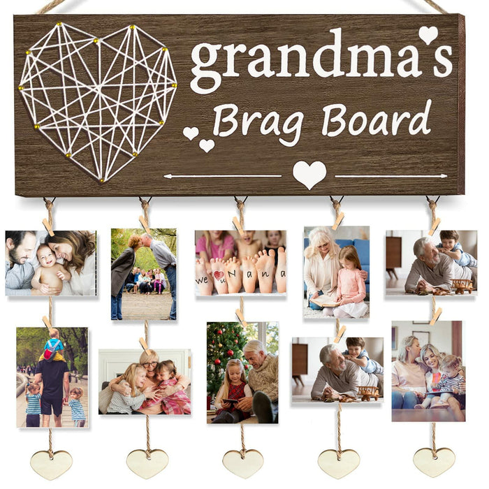 Gaoikerr Grandma's Brag Board Picture Frame Gift Black Grandkids Display by Deal US
