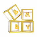 Onteftshop Baby Boxes Letters Party Decorations Transparent Gold 4pcs by Deal US