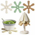 Silicone Trivets for Hot Dishes 3 Tree Coasters + 1 Foldable Stand Green by Deal US