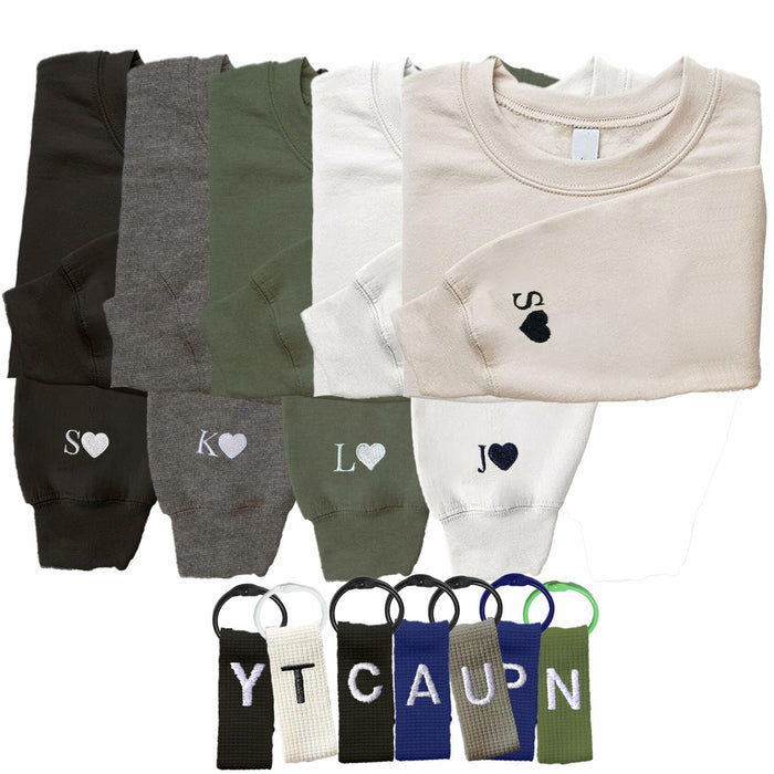 GODMERCH Embroidered Heart Sweatshirt Personalized Initial Sand Size M by Deal US
