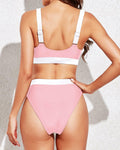 Tempt Me Women Pink White Two Piece High Waisted Bikini Swimsuit XL by Deal US