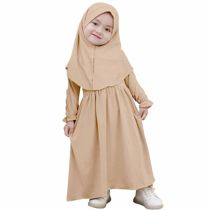 Muslim Baby Girl Abaya & Hijab Set 2pc Long Sleeve Kaftan Dress 6-12M by Deal US