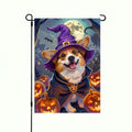 Happy Halloween Garden Flag Witch Hat Corgi Polyester 12x18 Inch Double Sided by Deal US