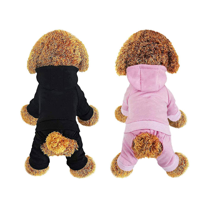 LifeWheel Pet Hoodie Fleece Jumpsuit Winter Warm Cotton Black + Pink Size S M L by Deal US