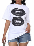 LovelyWholesale Womens Oversized Graphic Tee Short Sleeve White Size M by Deal US