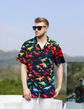 GADZILLE Mens Dinosaur Tie Dye Button Down Shirt Rainbow Size XXL by Deal US