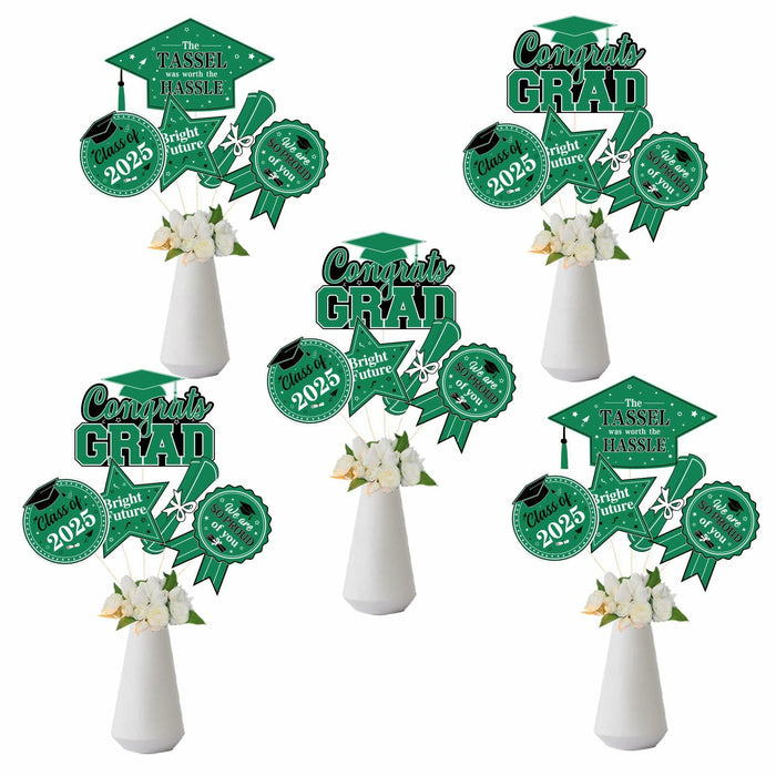 JOYMEMO Graduation Party Centerpiece Sticks 24pcs Teal Black 2025 by Deal US