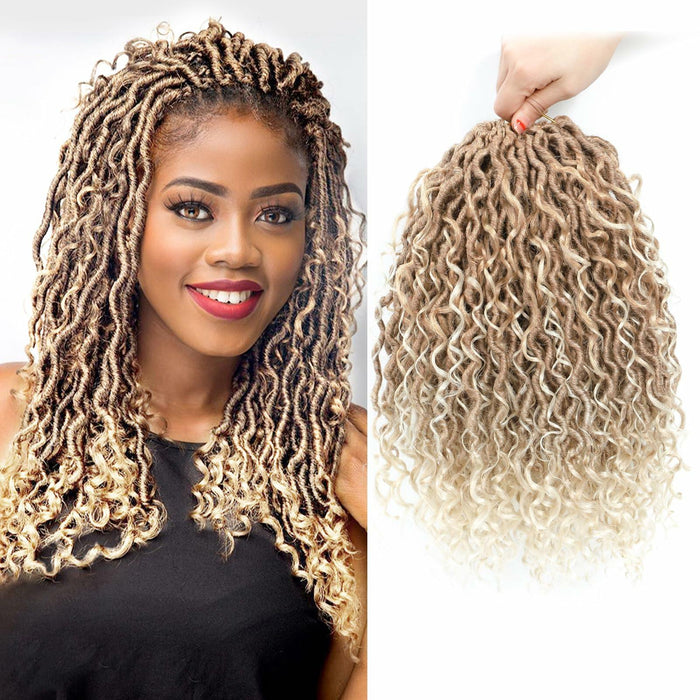 Goddess Locs Crochet Hair 12 Inch 8 Packs River Faux Locs 27/613# Size 12in by Deal US