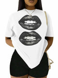 LovelyWholesale Womens Oversized Graphic Tee Short Sleeve White Size M by Deal US