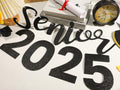 Oudain Glitter Senior 2025 Graduation Cap Banner Congrats Grad Blue by Deal US