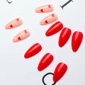 Valentine's Day Short Almond Fake Nails Red Heart White Dots 24Pcs by Deal US