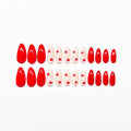 Valentine's Day Short Almond Fake Nails Red Heart White Dots 24Pcs by Deal US