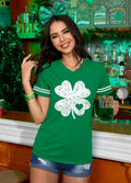 Women St Patricks Lucky Green V Neck T Shirt Gold Shamrock Size M by Deal US