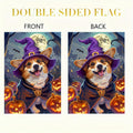 Happy Halloween Garden Flag Witch Hat Corgi Polyester 12x18 Inch Double Sided by Deal US